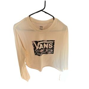 Vans Off the Wall Cream Long Sleeve Women's Top cropped medium floral graphic
